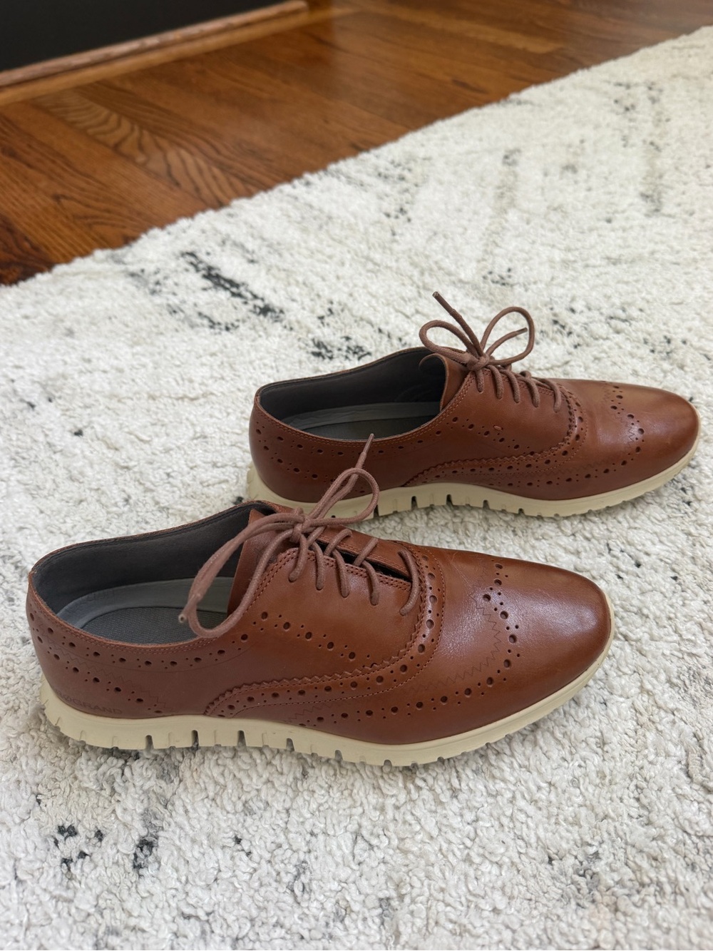 Cole Haan Brown Leather Wingtip Oxford with Cream Sole